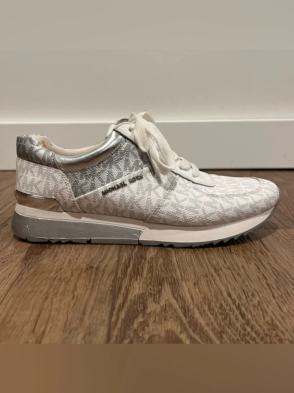 Michael Kors White Allie Wrap Trainer Logo Sneakers